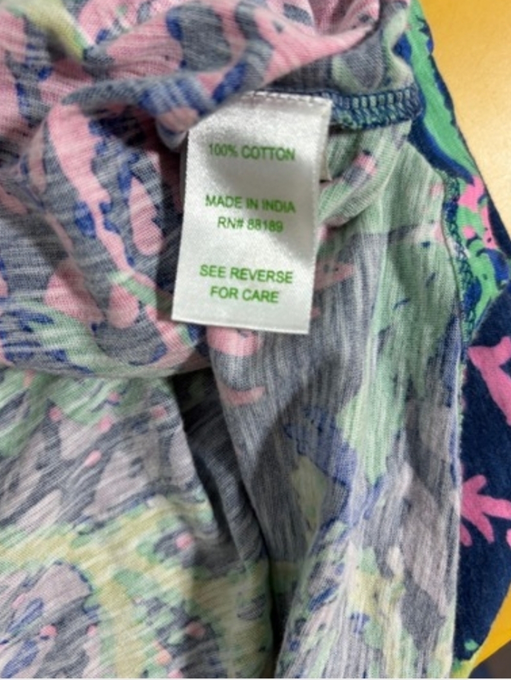 Lilly Pulitzer Gold Button Down V-Neck Blue Pink Green Floral Tank Top Large - Picture 4 of 7
